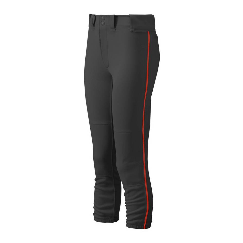 Mizuno Women's Belted Piped Softball Pants Black/Red (350314-ESC)